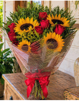 Buquê de Girassóis e Rosas