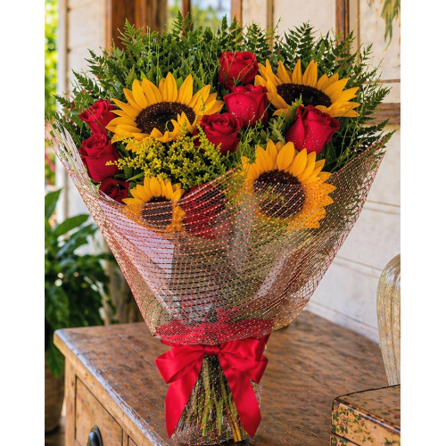 Buquê de Girassóis e Rosas