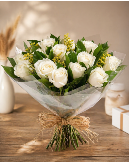 Buquê 12 Rosas Branco