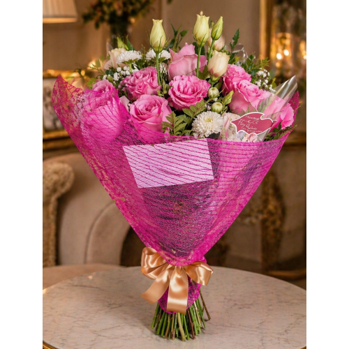 Buquê 12 Rosas Nacionais Pink