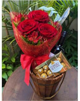 Mini Buquê, Vinho e Ferrero