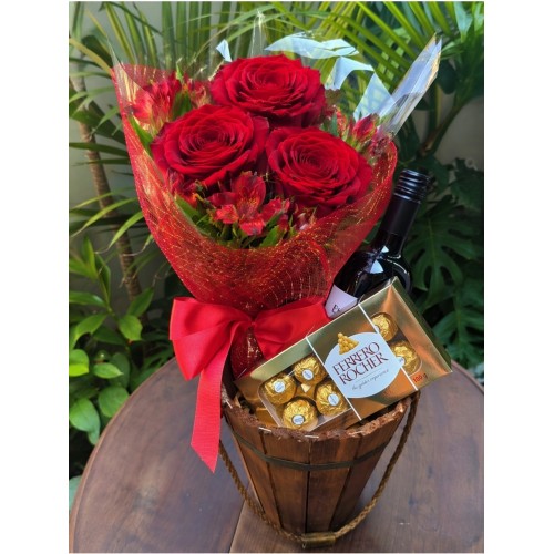 Mini Buquê, Vinho e Ferrero