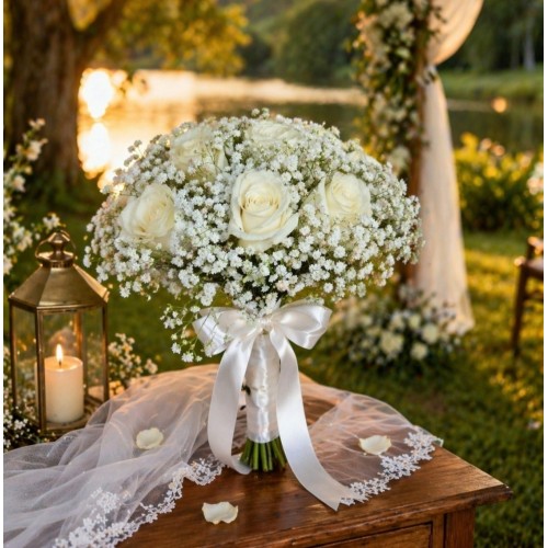 Buquê 12 Rosas Noiva