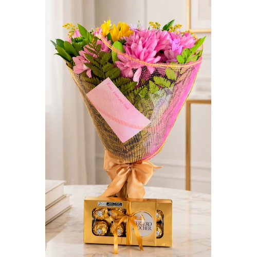 Mini Buquê Flores do Campo e Bombons Ferrero