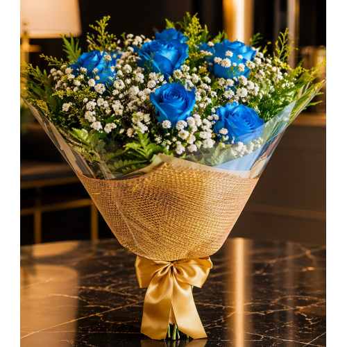 Buquê 6 Rosas Azuis