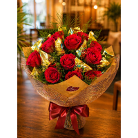 Buquê 12 Rosas e 12 Ouro Branco