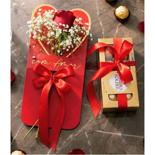 Cartão com flores e bombons Ferrero 