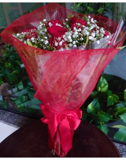 Buquê 6 Rosas vermelhas 